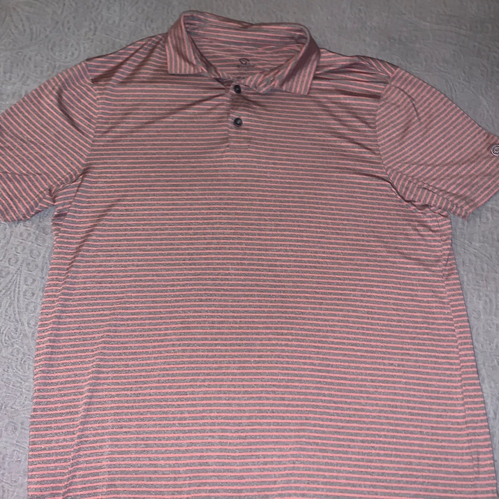 Champion Polo Shirt Mens Size Large White Stripe Short Sleeve Golf Polo